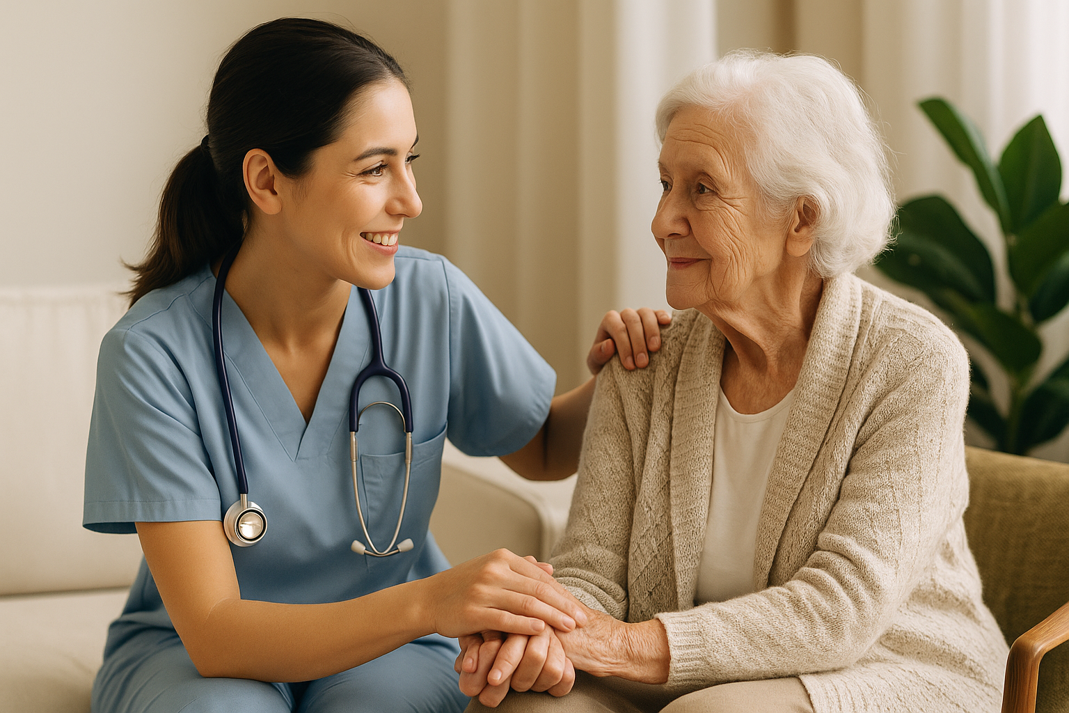Enfermera cuidando a persona mayor